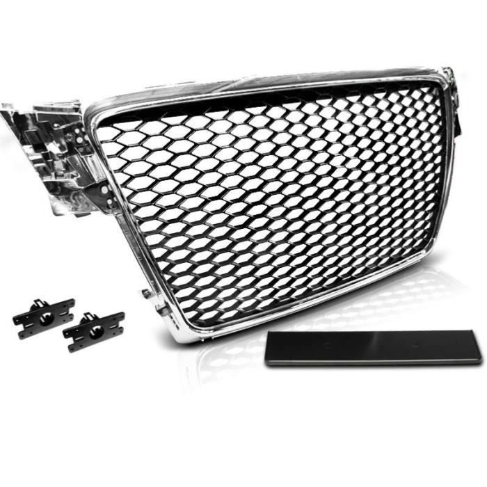 Calandre pour Audi A4 B8 08-11 look Sport chrome noir