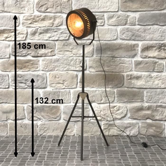 Lampadaire Lampe Style Projecteur Industriel Fer 185 cm - 14414-Lampe-Bis
