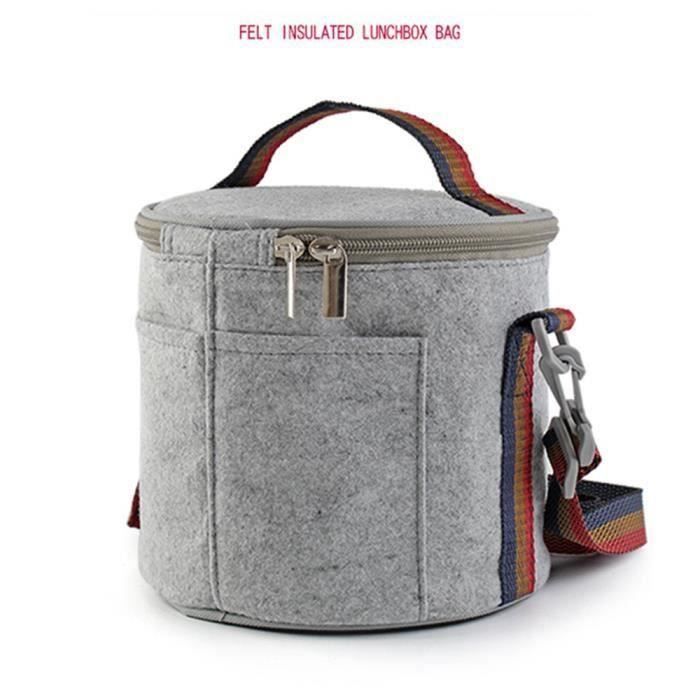 Sac Repas Isotherme Sac Fraîcheur Portable Déjeuner Lunch Bag Pour Enfant Homme Femme Voyage Pique-Nique École,18*17cm, Gris