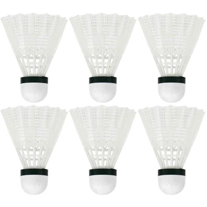 6 pcs volants de badminton sport volants en plastique stable durable formation sportive balles de badminton (blanc)