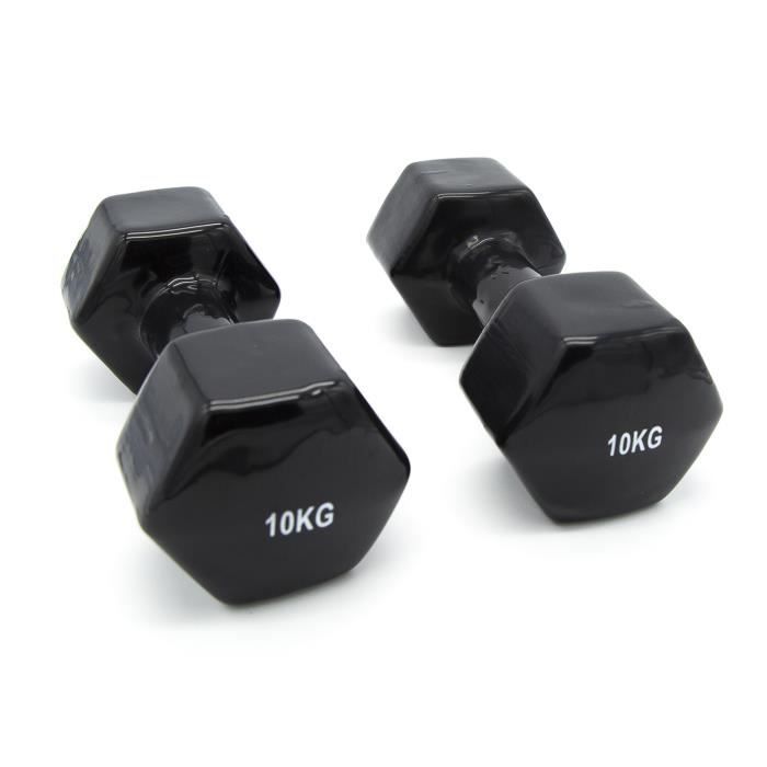 Haltères en vinyle 10 kg - lot de 2 - Coloris Noir