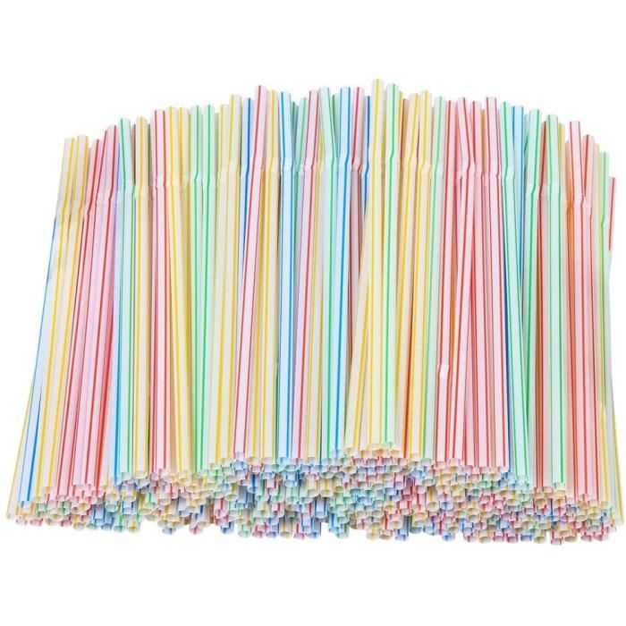 2000 Pcs Pailles En Plastique,Coloré Es Pailles Plastique Flexible,Adapté Es à Diverses Boissons,Cocktails,Smoothies,Jus,Adulte A20