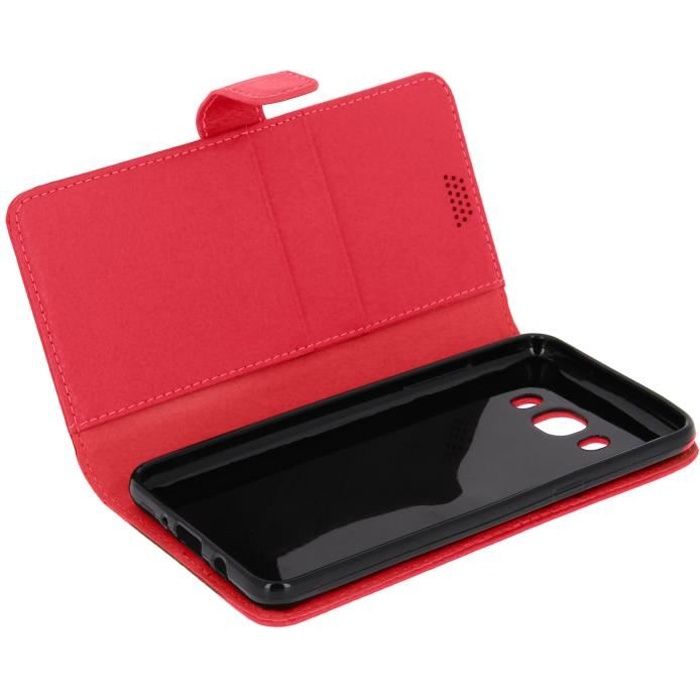 Housse Etui Folio Portefeuille Rouge Samsung Galaxy J5 2016 - Fonction Support