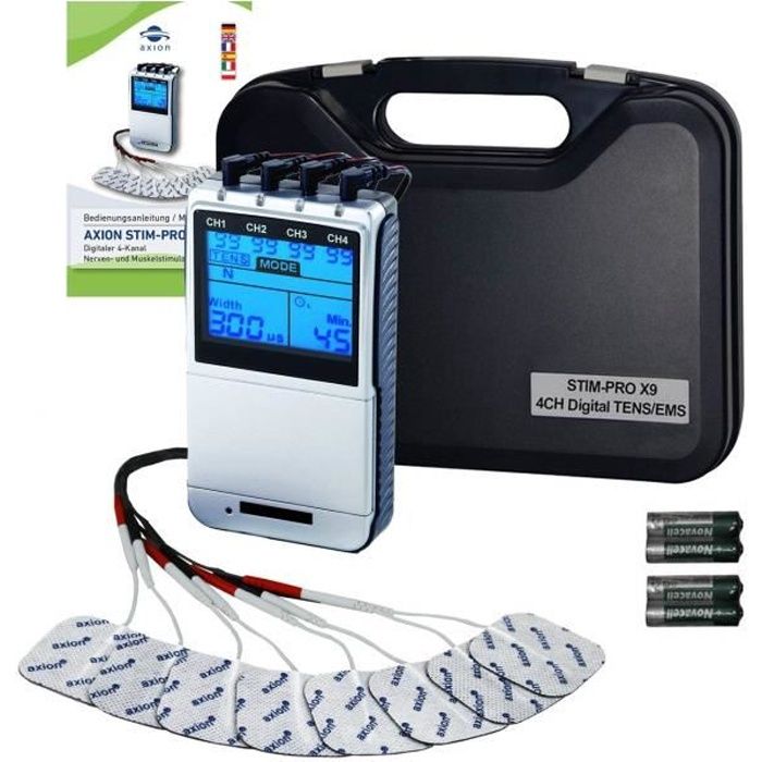 Axion - Appareil d'électrostimulation professionnel COMPLET - TENS+EMS - STIM PRO X9+