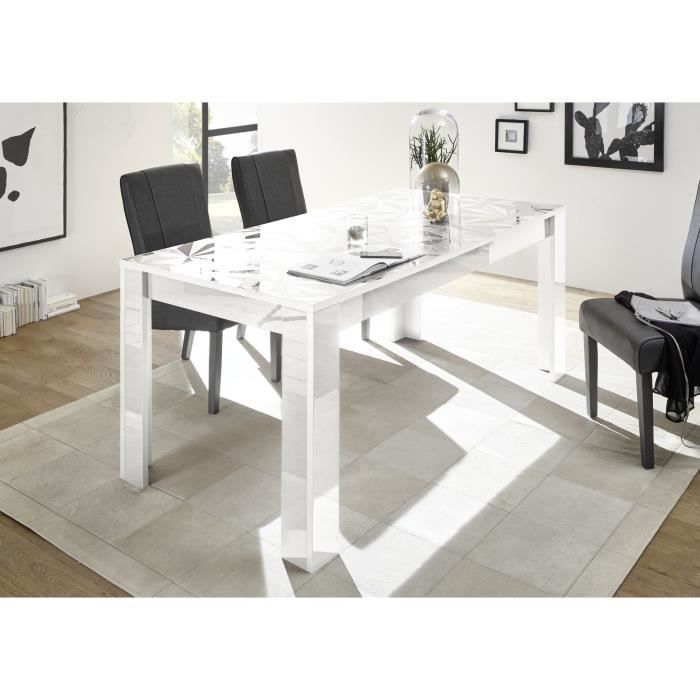 Table de Salle à manger - Rectangulaire - Blanc Laqué brillant - PARIGI - L 180 x P 90 x H 79 cm