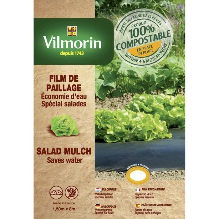 VILMORIN Film paillage salades en farine de céréales - Epaisseur 20 µm - 1,50 x 8 m (Lot de 3)