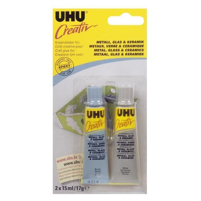 UHU CREATIV' Creativ' Métaux, Verre & Céramique 2 x 15ml (Lot de 2)