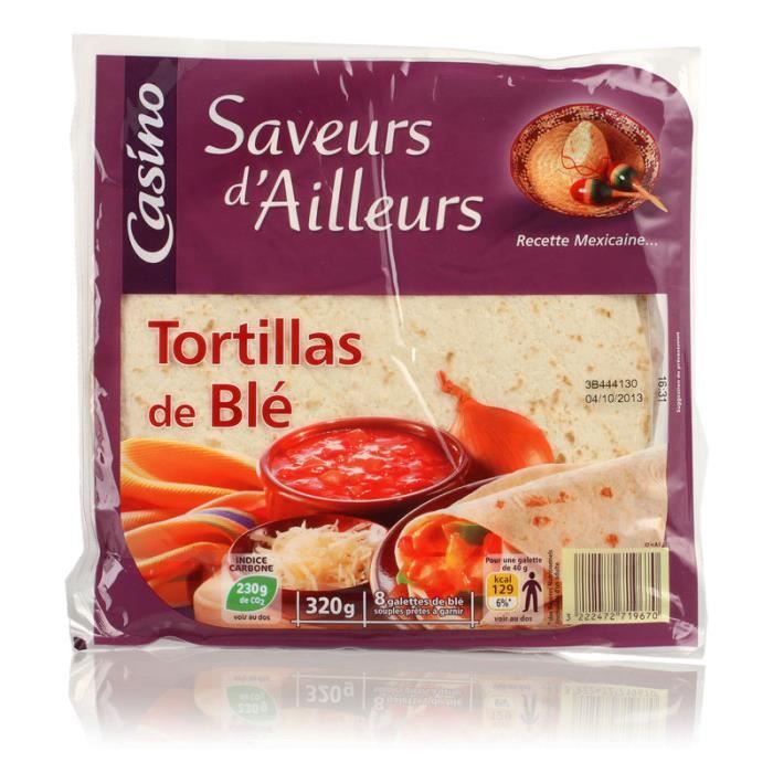 Tortillas de blé - 8 galettes souples - 320 g