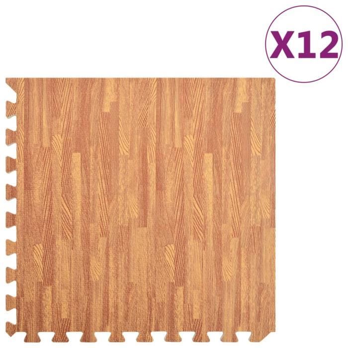 Tapis de sol 12 pcs Grain de bois 4,32㎡ Mousse EVA✡✡LED