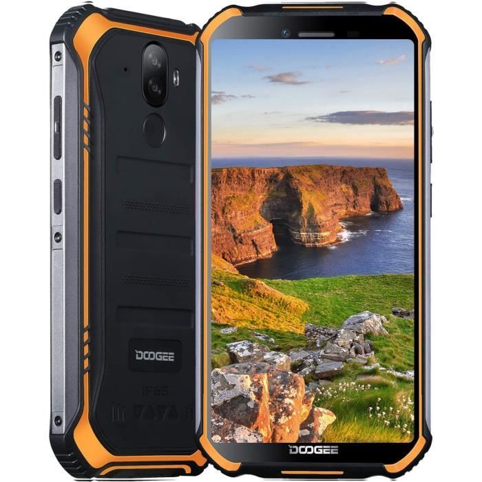 Telephone Portable Incassable, DOOGEE S40 Pro Smartphone Débloqué, 5.45” HD, 4Go+64Go, 4650mAh, Caméra AI 13MP + 2MP - Orange