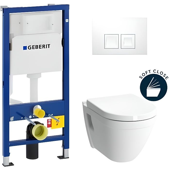 pack bâti-support UP100 + plaque Delta50 + cuvette Vitra avec bride S50 + abattant softclose (S50geb1)
