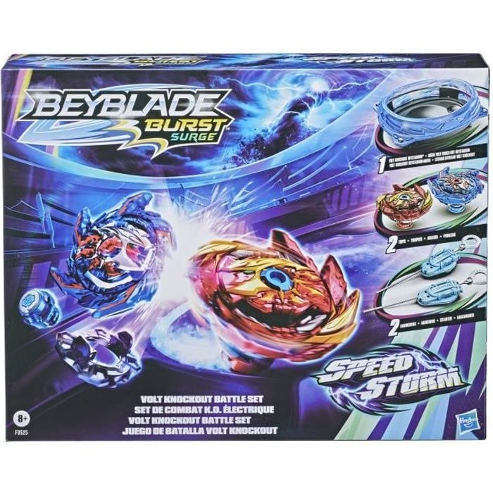 BEYBLADE - Burst Surge Speedstorm - set de combat Volt Knockout : arène Beystadium - 2 toupies et 2 lanceurs