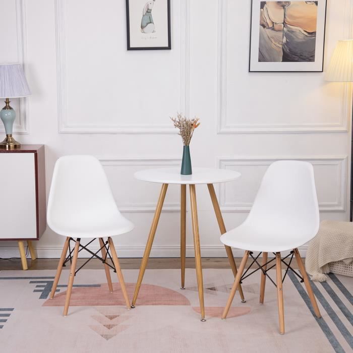 IPOTIUS Table à manger ronde design Blanc,Style scandinave 60 x 60cm