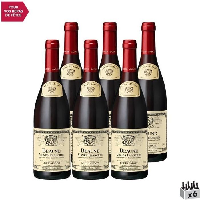 Beaune 1er Cru Les Vignes Franches Rouge 2016 - Lot de 6x75cl - Louis Jadot - Vin AOC Rouge de Bourgogne - Cépage Pinot Noir