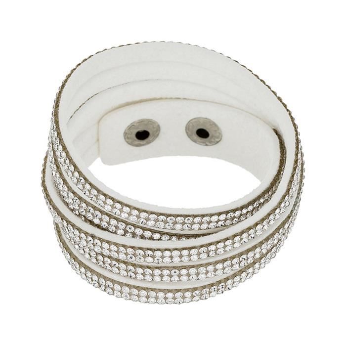 Mes-bijoux.fr - Bracelet Femme Alcantara Argenté et ornée de Cristaux de Swarovski Element - WRG249Crygv