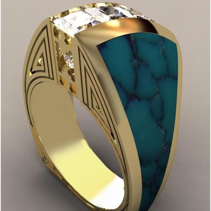 Classique Hommes Moderne Turquoise Et Saphir Diamant Bague De Fiançailles Bijoux Anneaux