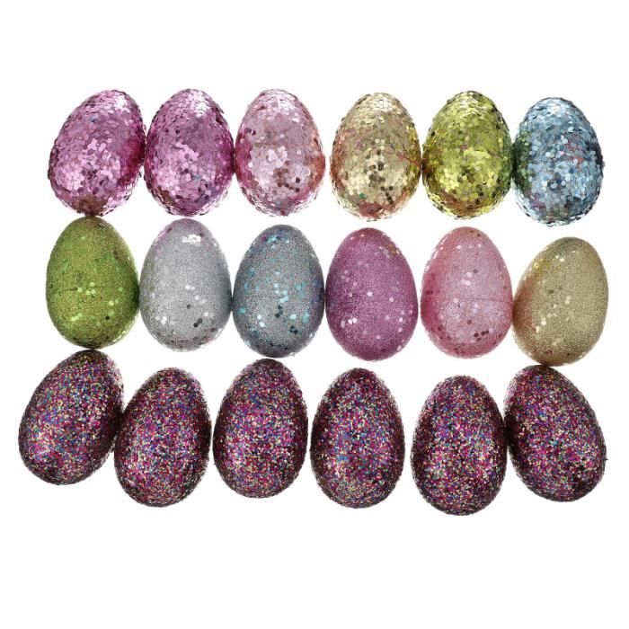 18 pièces paillettes de pâques oeufs Simulation modèle fête fournitures de bille barre chocolat confiserie chocolat