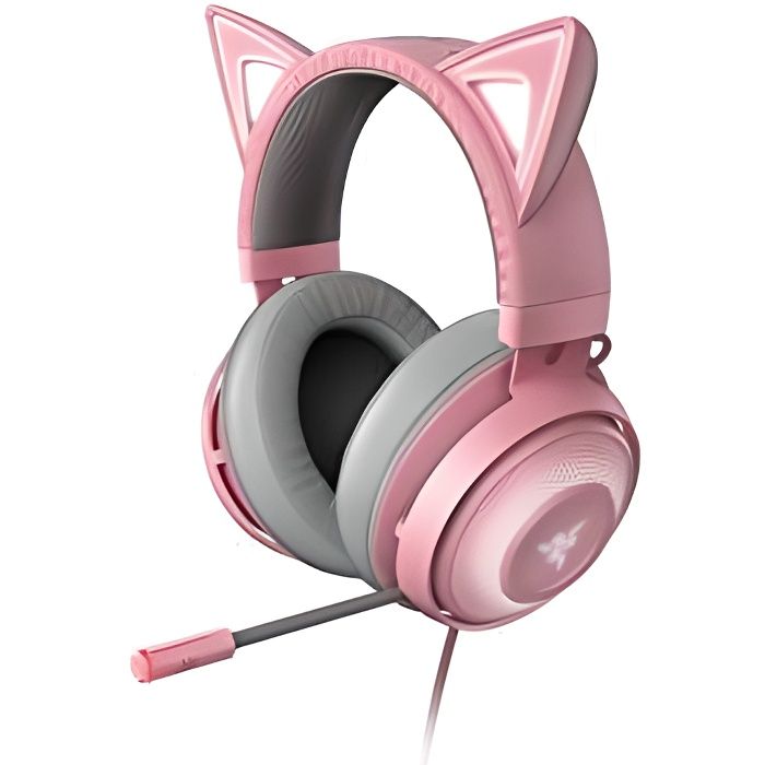 Razer Kraken Kitty - Gaming Headset (Le Casque d'Oreille de Chat avec Éclairage Chromatique RVB, Microphone avec Réduction Active du