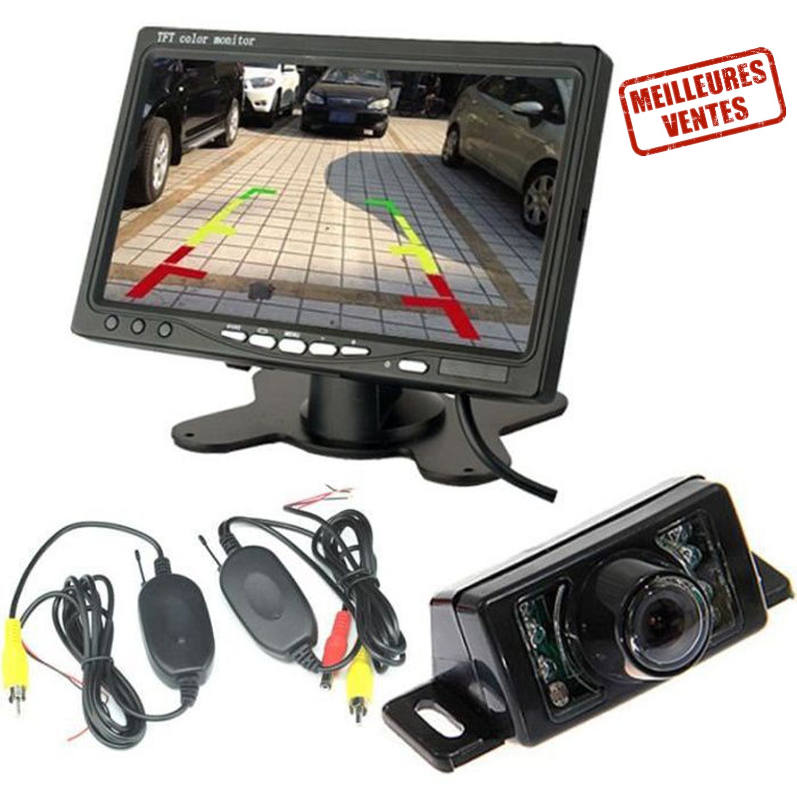 TD® Moniteur externe sans fil 7 pouces 2.4G / moniteur de bureau 7 pouces grand moniteur de camion