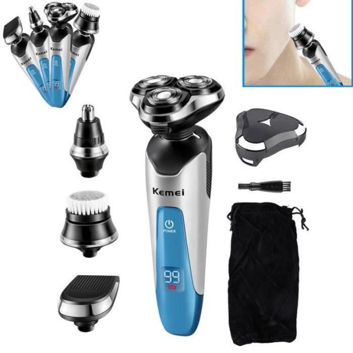 HK27804-Rasoir Electrique Homme, Rechargeable Tondeuse Barbe Etanche avec 3D Têtes Rotatives et Ecran LED