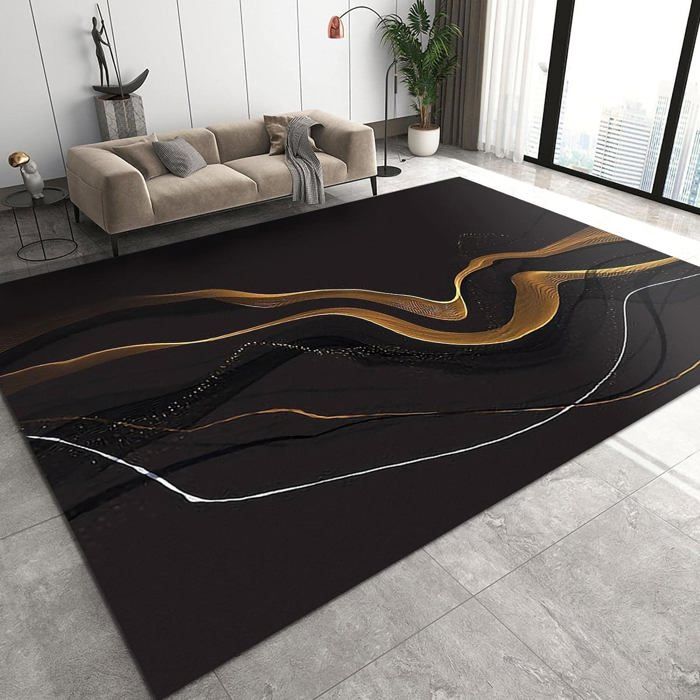 Tapis Déco Ligne Rose Gris Doré 100x150 Cm - Moquette Intérieure Douce Et Facile à Entretenir Pour Chambre D'enfant