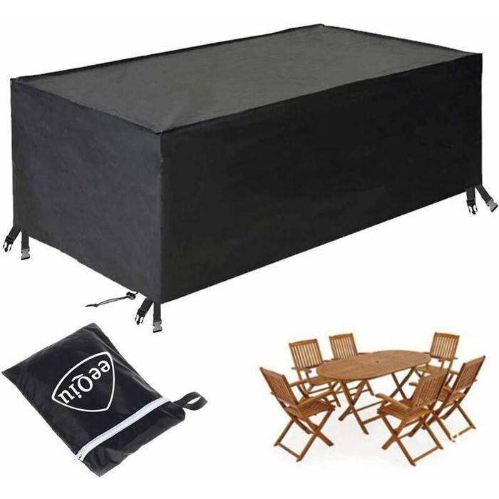 Housse de mobilier de jardin - PZCC - 213x132x74 cm - Tissu Oxford 600D - Anti-UV - Noir