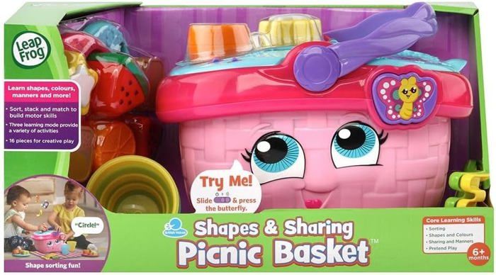 LeapFrog Panier Pique-Nique Formes & Partage – 16 Pièces éducatives – Dès 6 Mois – Rose