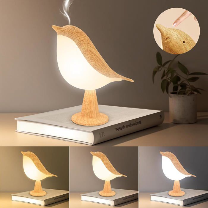 Lampe à bouton tactile daromathérapie Creative Magpie lampe de table rechargeable avec 3 modes de gradation 3000K-600K 1800mA