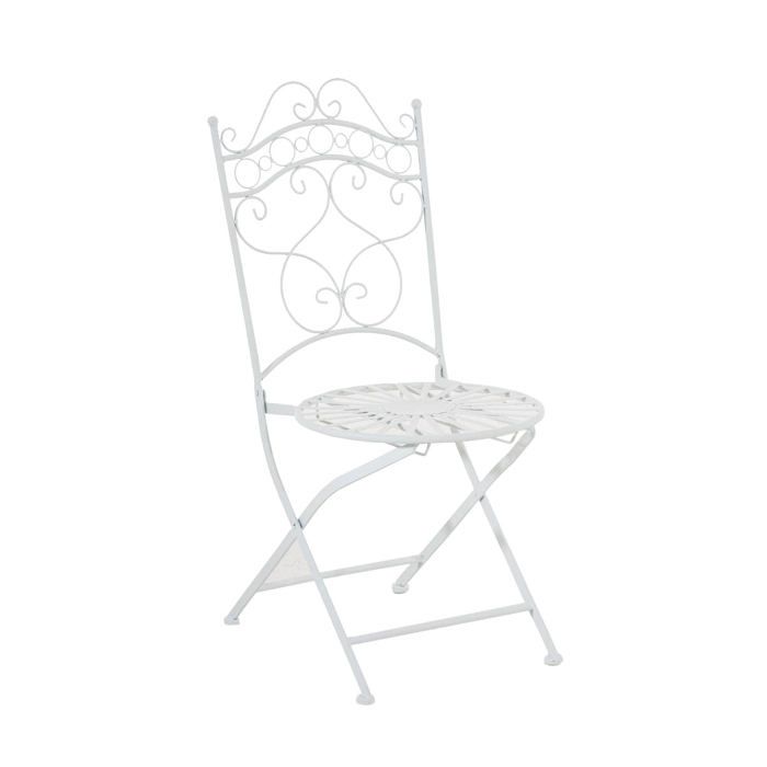 Chaise de jardin terrasse balcon design rustique en fer forge blanc 10_0003006