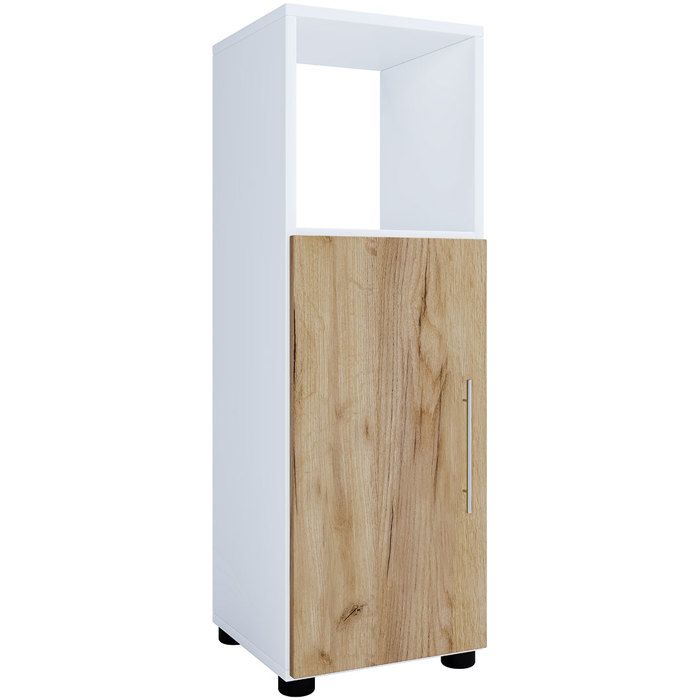 Flandu armoire de salle de bain 1 porte blanc chêne décor.