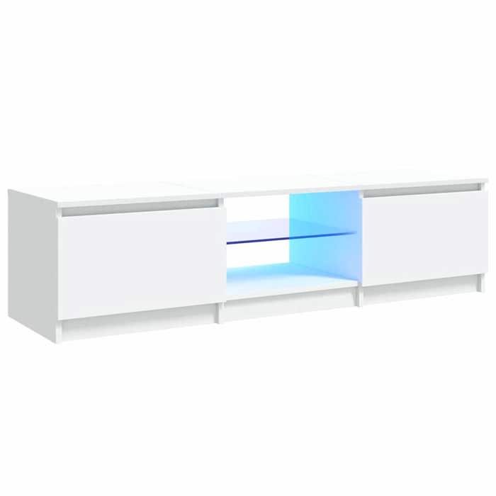 Banc Télévision-Meuble TV - avec lumières LED - blanc 140x40x355 cm ZLH•158207444