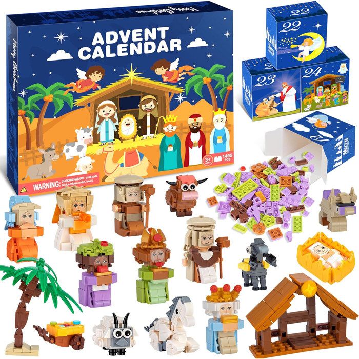 YeahBoom Calendrier de l'Avent, 24 Blocs de Construction Jouet Enfant, Cadeau de Noël pour , (Chalet de Noël en traîneau) | Leroy Merlin