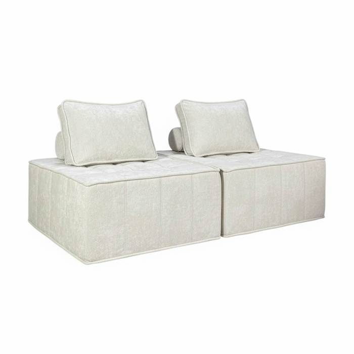 Lot de 2 fauteuils en tissu pour canapé modulable avec coussin ecru Tiby Oviala Lot de 2 fauteuils en tissu pour canapé modulable avec coussin ecru Tiby Oviala
