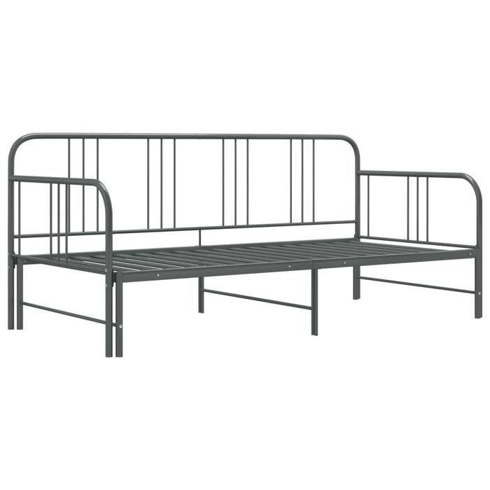 BESTLit Adulte/Sommier à lattes Gris Cadre de canapé-lit extensible - sans matelas - gris métal 90 x 200cm Nov651152