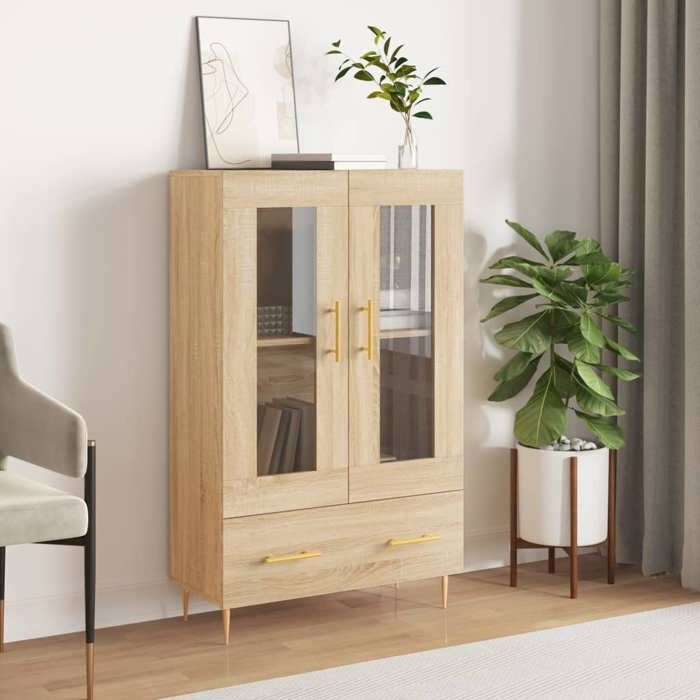 Meuble de rangement haut chêne sonoma en bois dingénierie 69 5x31x115 cm avec rangements rangement pour salle à manger