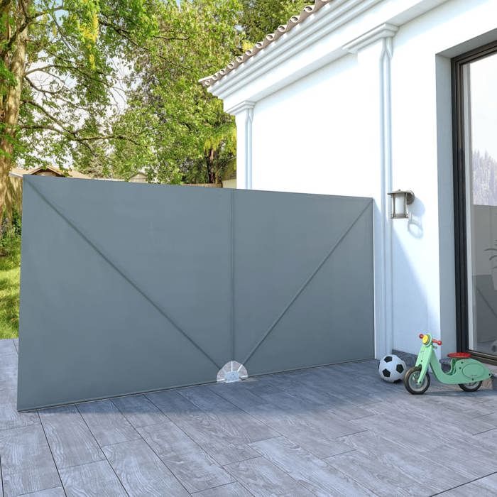 Auvent latéral pliable - vidaXL - 400x200 cm - Gris - Résistant à leau - Résistant aux UV - Résistant aux intempéries