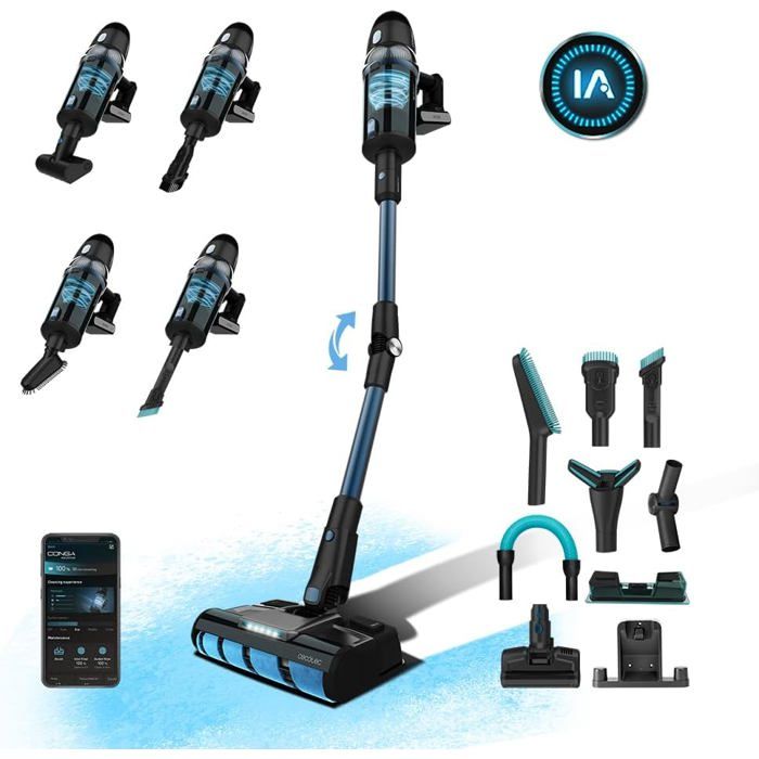 Aspirateur balai sans fil - WOOPSO - Conga Rockstar 9500 - Autonomie 90 min - Écran numérique - Double filtre HEPA - Woopso