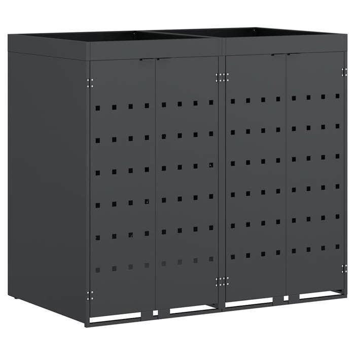 KALISSE®Armoire Cache poubelles - Rangement de poubelle à roulettes pour 2 poubelles Anthracite MagicFR05_94891772