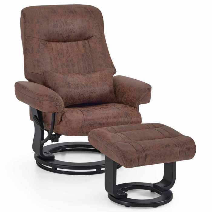 M MCombo Fauteuil relax avec fonction inclinable fauteuil de lecture pivotant à 360° avec repose-pieds modèle 9035(Marron)
