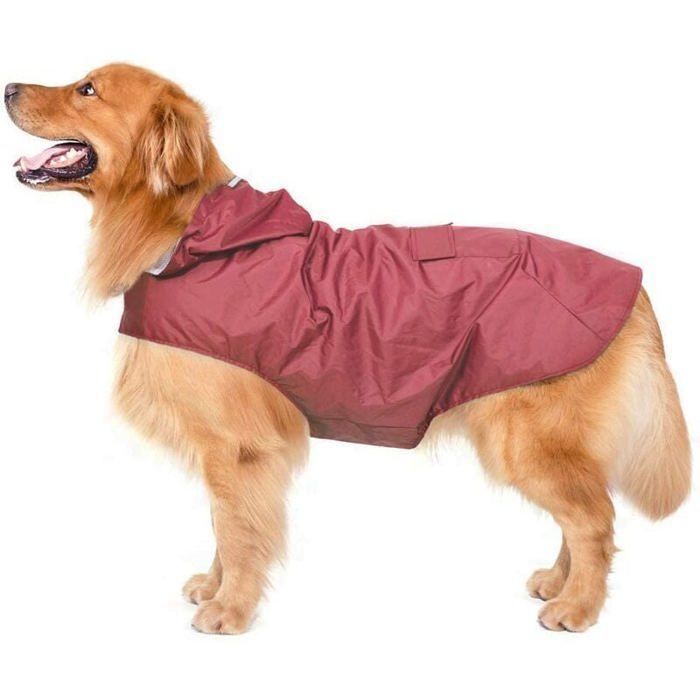Veste imperméable pour chien - ULISEM - Taille 4XL - Polyester ultraléger - Doublure respirante - Bandes réfléchissantes
