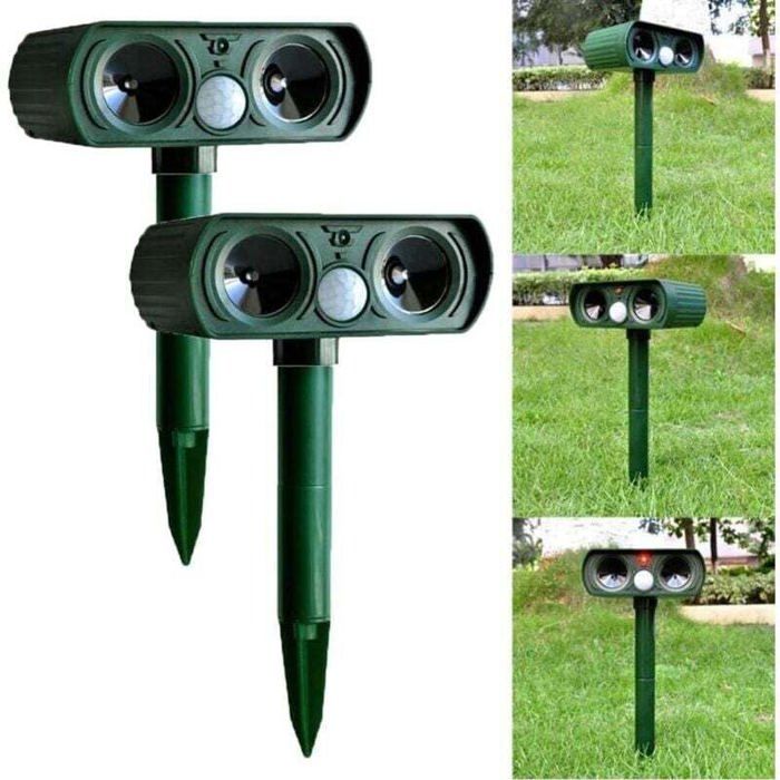 Répulsif solaire à ultrasons - ZOR® - 2 pièces - Pour chiens et chats - Pour renards cerfs rongeurs - Capteur PIR