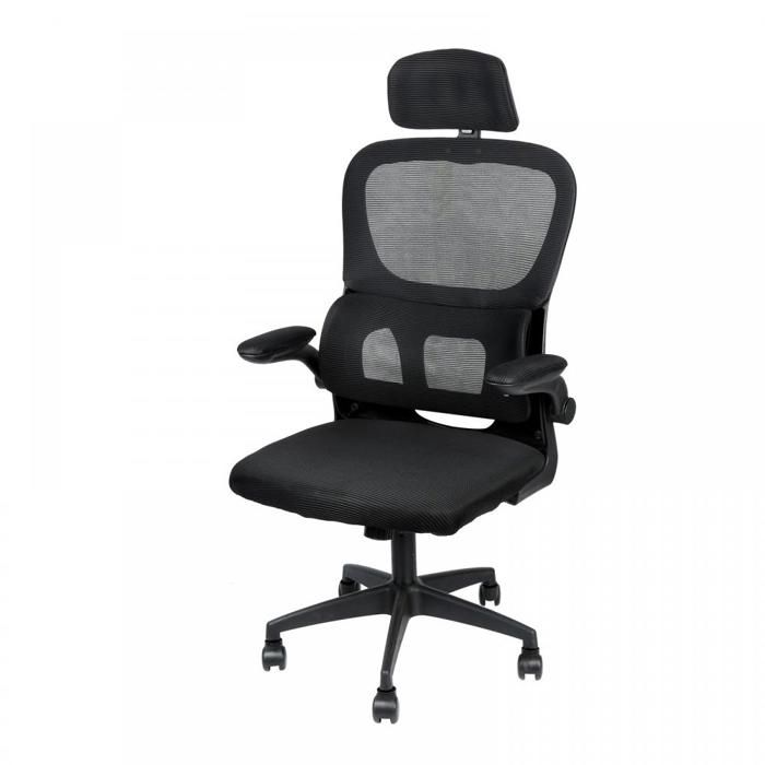 KEDIA Chaise de Bureau Ergonomique avec Soutien Lombaire Noir Facile à Nettoyer équipée de Roulettes Silencieuses Sûre et Stable