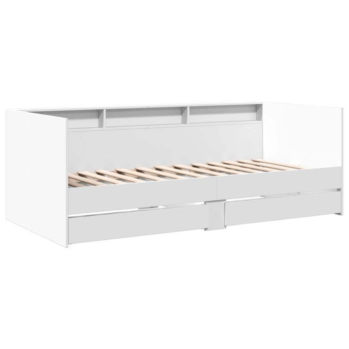 Blanc 90 x 190 cm - Lit Bois - Charge maximale 150 kg - Lit de jour avec tiroirs - matelas non inclus - blanc 90x190 cm 005_667693