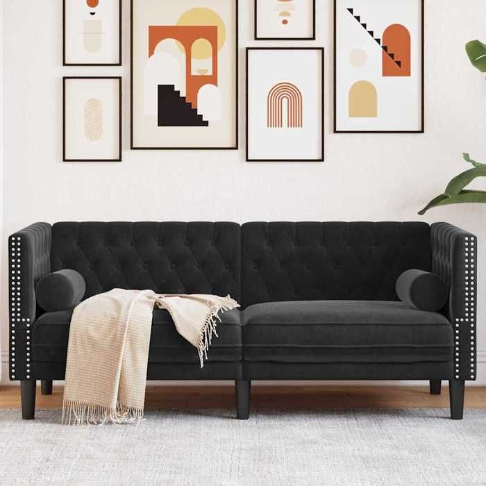 NEW 2026 Canapé moderne - Design ergonomique - pour salon - Noir 174x745x705 cm Velours L2948