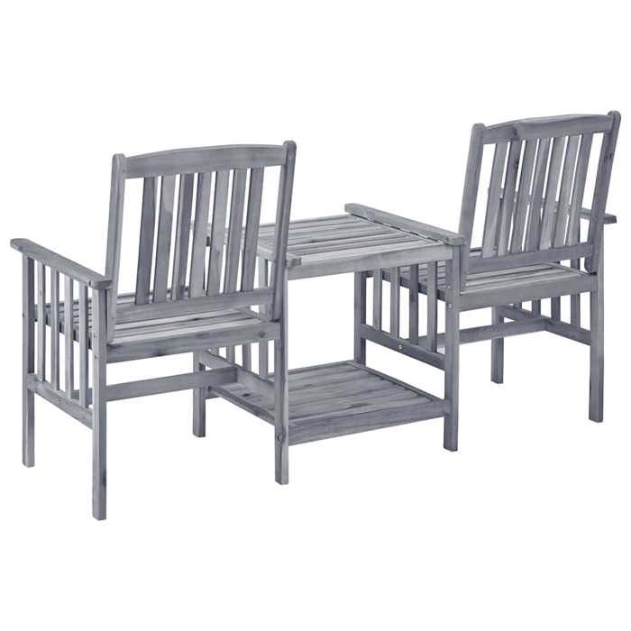 HOT SALE* Ensemble de bistrot 3 pièces - SHIELD - Table à thé et Chaises de jardin - et coussins Acacia solide 1887694