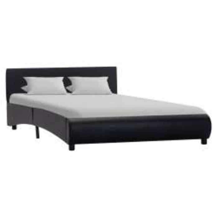 LIT - Lit 2 personnes - Cadre de lit Double avec LED sans matelas noir 140x200 cm - pour adulte BE6718768