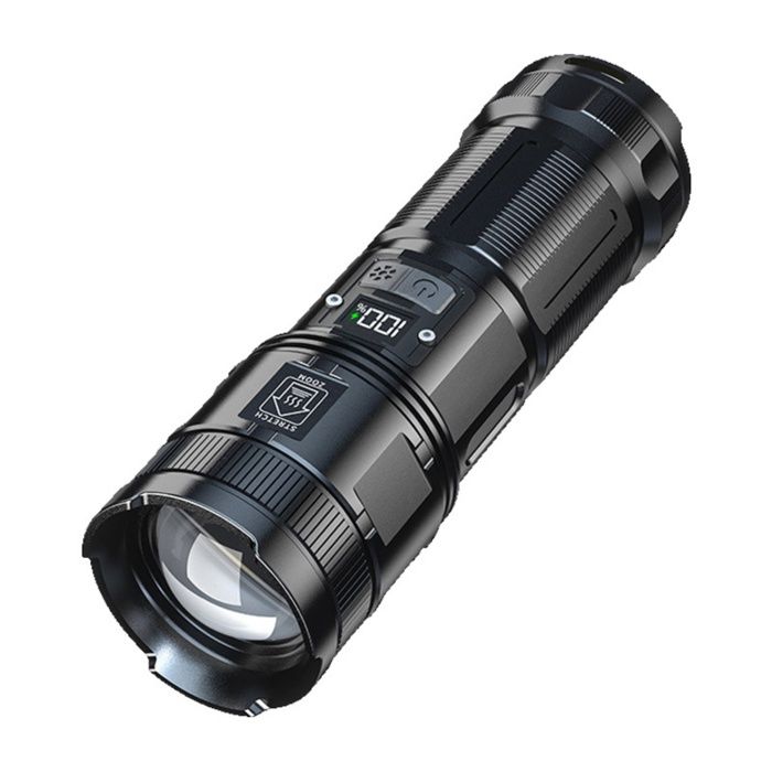 Lampe de poche 3500Lm Étanchéité IP44 avce Phares et feux arrière 5 modes Batteries rechargeables haute capacité Zoom variable