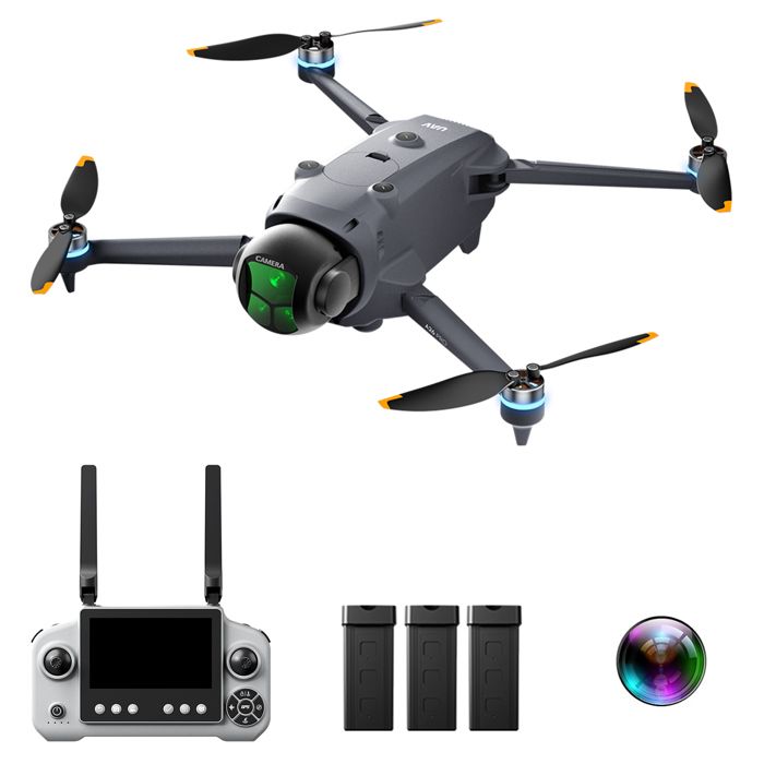 Drone avec Caméra 1080P HD GPS Télécommande avec Écran 4.5 pour Enfant Adulte Quadricoptère Hélicoptère RC avec 3 Batteries