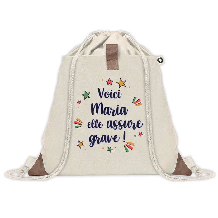 Sac cabas - PLANETEE - Avec pochette Maria elle assure grave ! - Jute naturel - Grande contenance - Imprimé en France