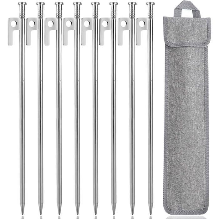 Lot de 8 sardines tente acier forgé crochet fixation terrain couleur marron longueur 30cm
